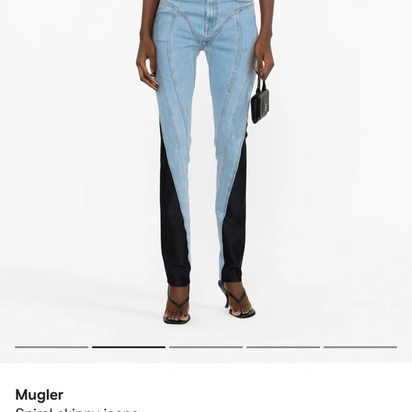 Mugler Stretch Jersey Trim Denim
Spiral skinny jeans Size 34 - Picture 8 of 9